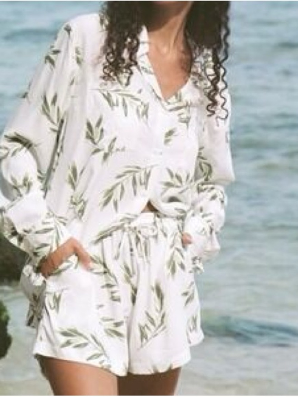 Piyama Maggie Olive Leaf Pajama Top